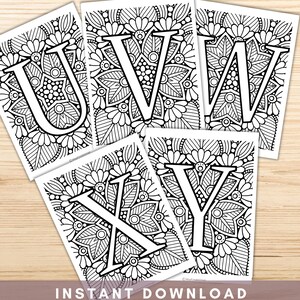 Mandala Alphabet Letters Coloring Pages Printable Adult | Etsy New Zealand