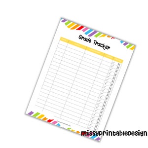 Kids Grade Tracker, Printable Grade Log, Grade Organizer, Student Grade ...