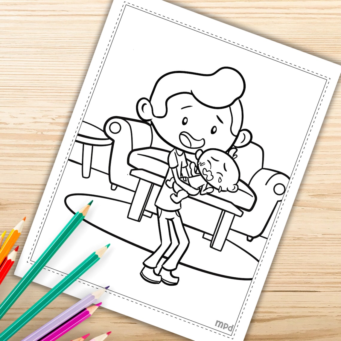 Day With Daddy Coloring Pages Printable Daddy Coloring Book | Etsy