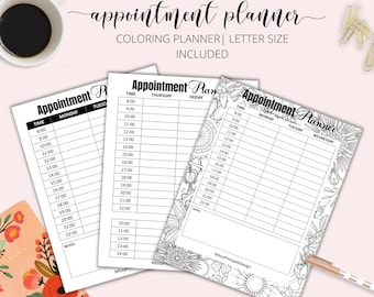 Printable Appointment Book, Appointment Planner Printable, Binder, Schedule Planner, Daily Planner, GOOD NOTES Template, Coloring Planner