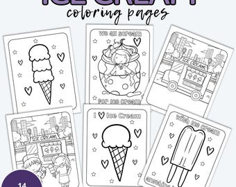 Pagine da colorare di gelato per bambini, attività stampabile (PDF)