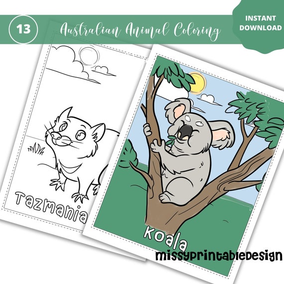 Australian Animals Coloring Pages Printable Animal Coloring | Etsy Ireland