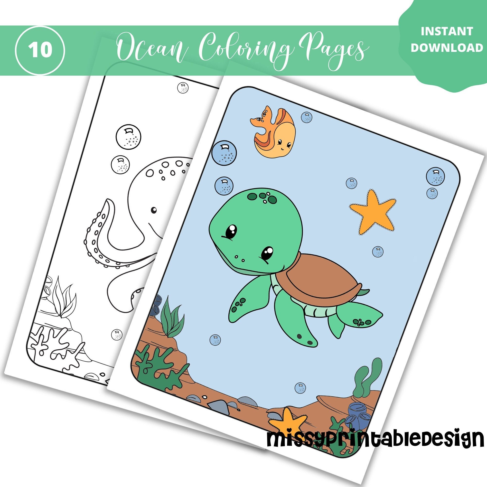 ocean coloring pages printable sea life kids coloring pages etsy ireland