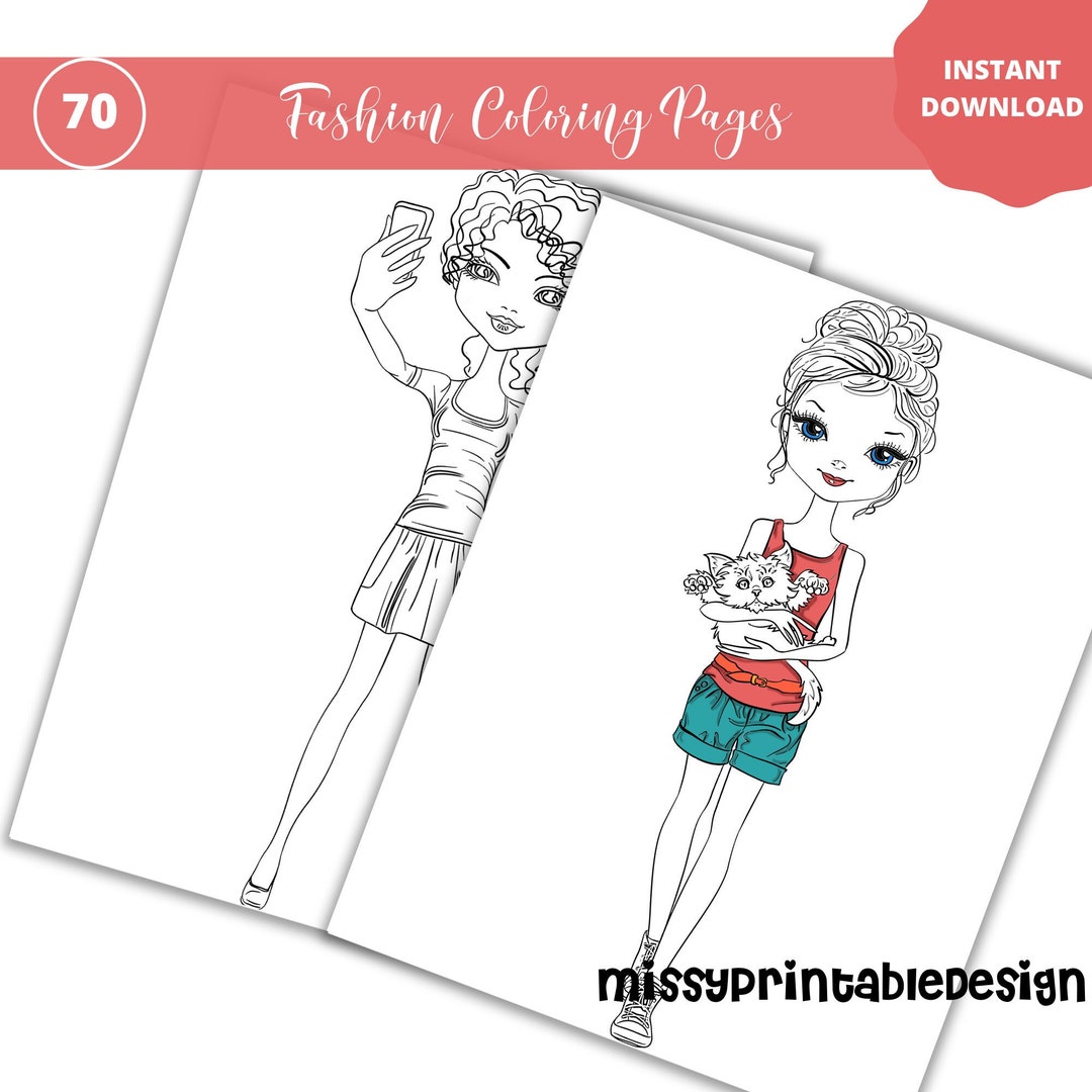Fashion/hipster 70 Printable Coloring Pages Coloring Book - Etsy