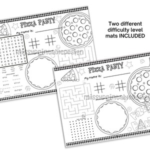 Pizza Party Placemats, Printable Pizza Placemats, Coloring Page for ...