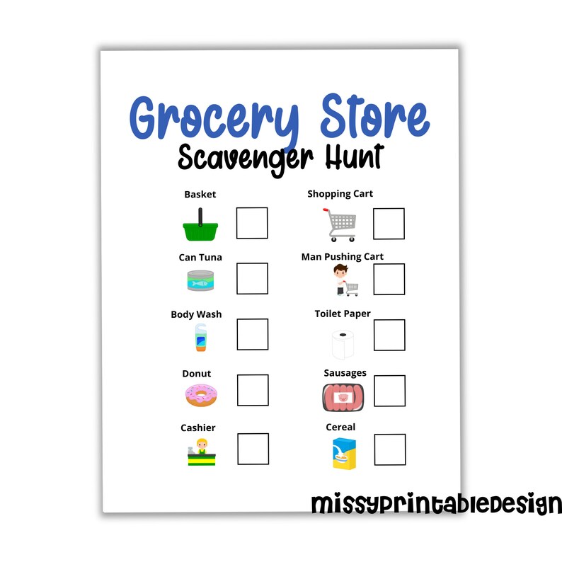 Grocery Store Scavenger Hunt Printable Supermarket Scavenger Etsy