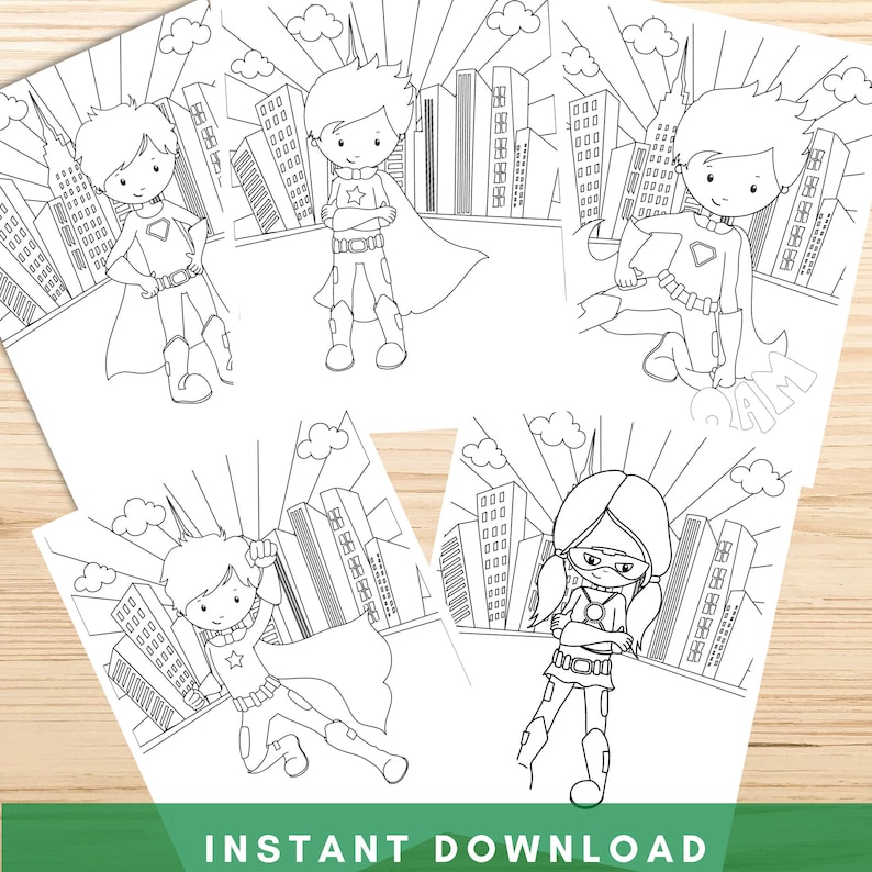 Superhero Coloring Pages Printable Coloring Pages Superhero | Etsy