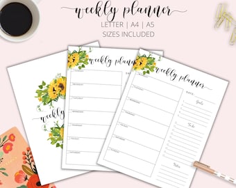 Weekly Planner Printable, A4/A5/Letter Sizes (Digital Download)