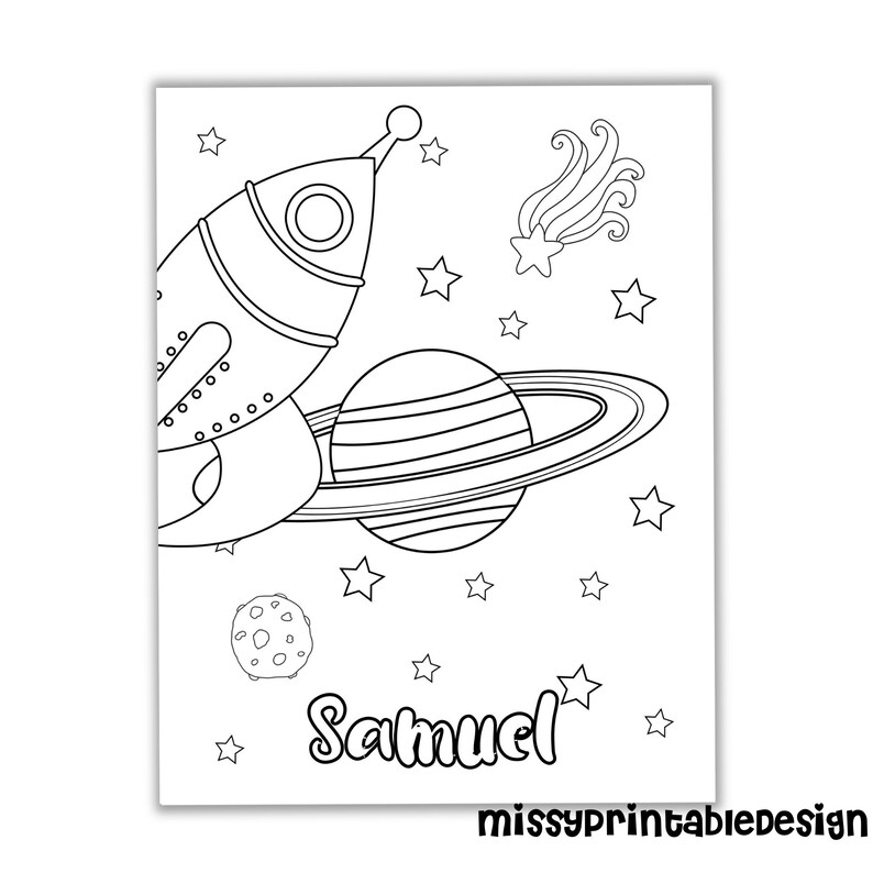 Personalized Space Party Coloring Pages Custom Space Birthday - Etsy