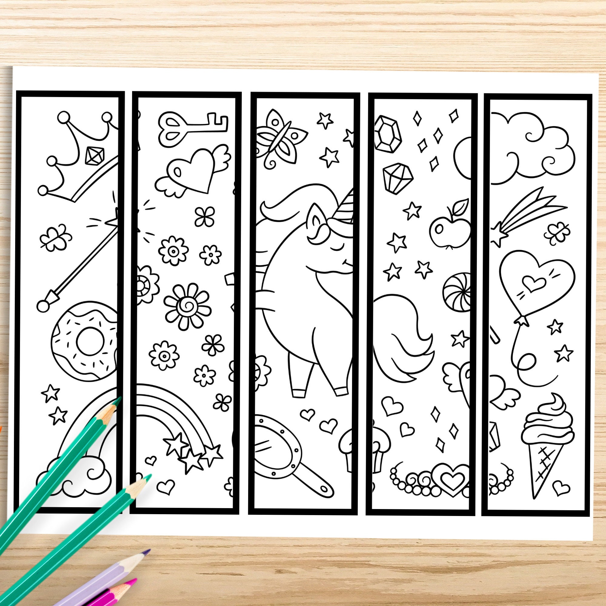 Printable Unicorn Bookmarks 20 Unicorn Coloring Page Etsy Images and