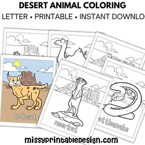 Desert Animals Coloring Pages, Printable Animal Coloring Pages, Desert Animal Activity, Instant Download