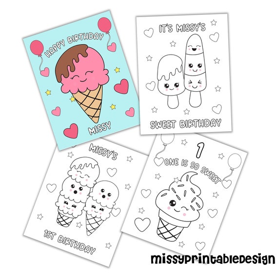 Personalized Ice Cream Party Coloring Pages Custom Ice Cream