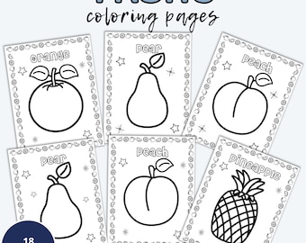 Fruit Coloring Pages, Kids Activity Sheets (INSTANT DOWNLOAD)
