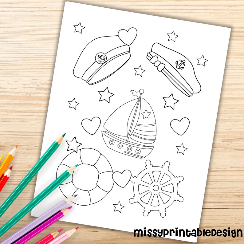 Nautical Coloring Pages Printable Sailing Kids Coloring - Etsy