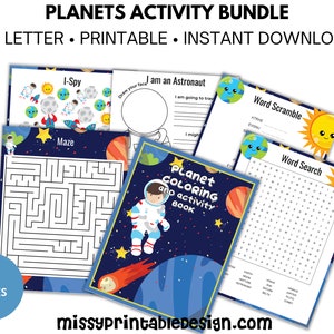 Space Activity Book for Kids, Printable Space Coloring, Printable Space ...