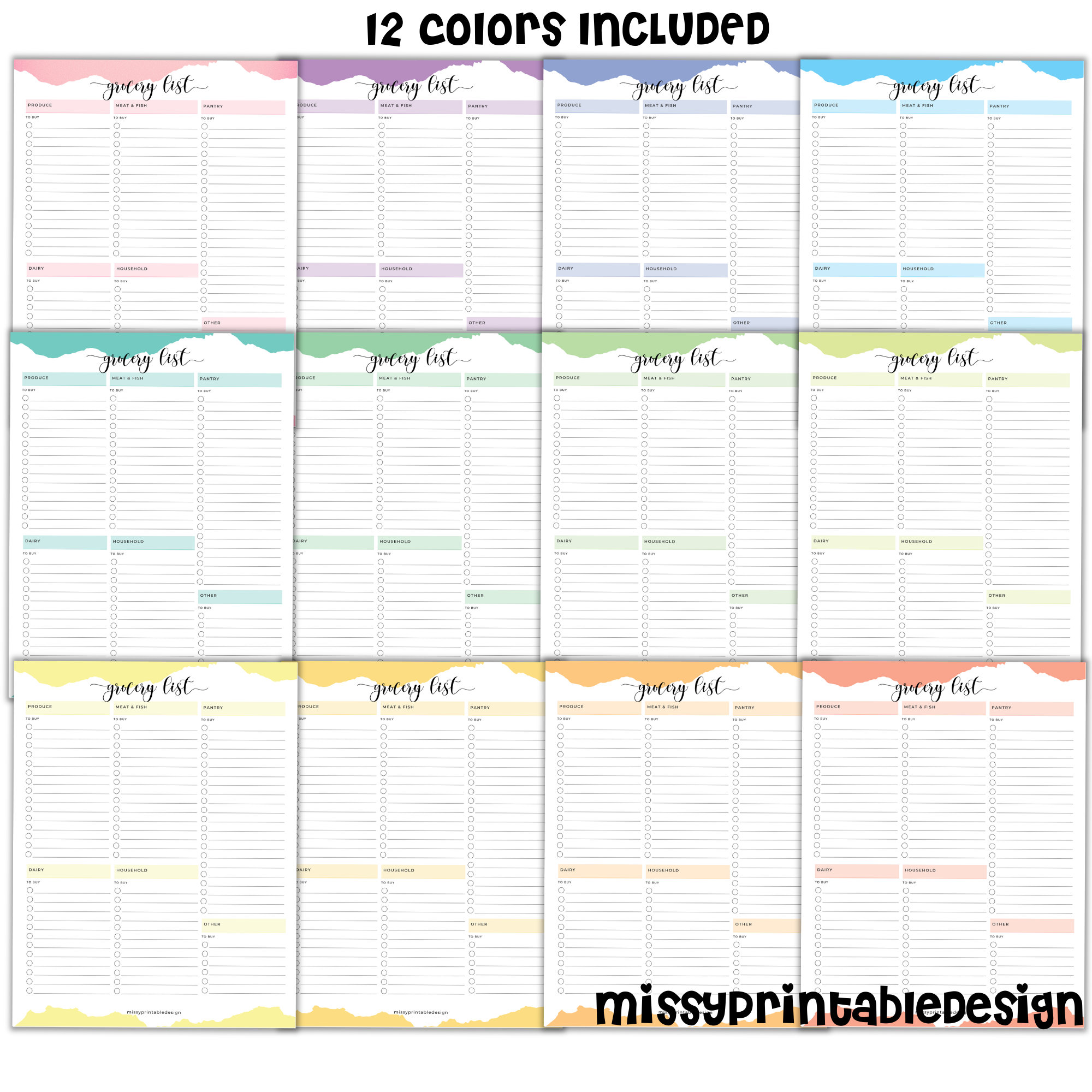 Grocery List Printable Home Organization Shopping List - Etsy