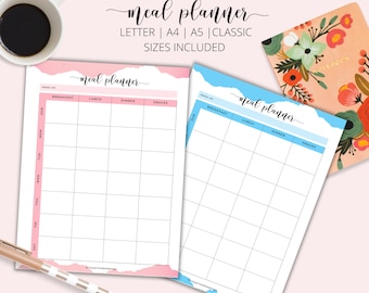 Printable Weekly Meal Planner, Family Dinner Prep (Instant Download)