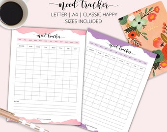 Printable Mood Tracker, Daily Monthly Calendar (Digital Download)