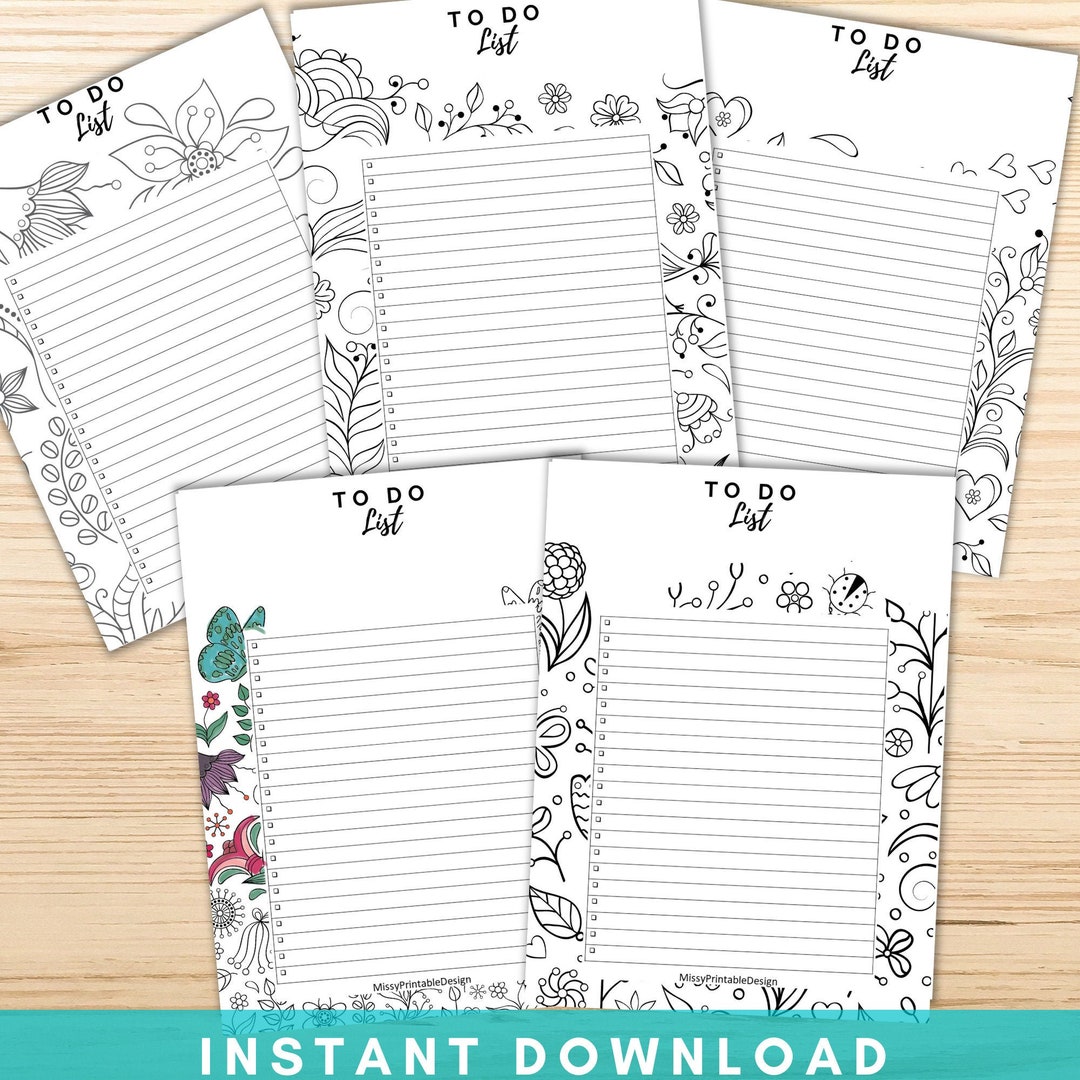 Printable Coloring to Do List, Coloring Book, Coloring Gift, Stationery ...