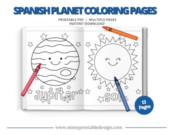 Spanish Planets Coloring Pages, Solar System Printables (PDF Download)