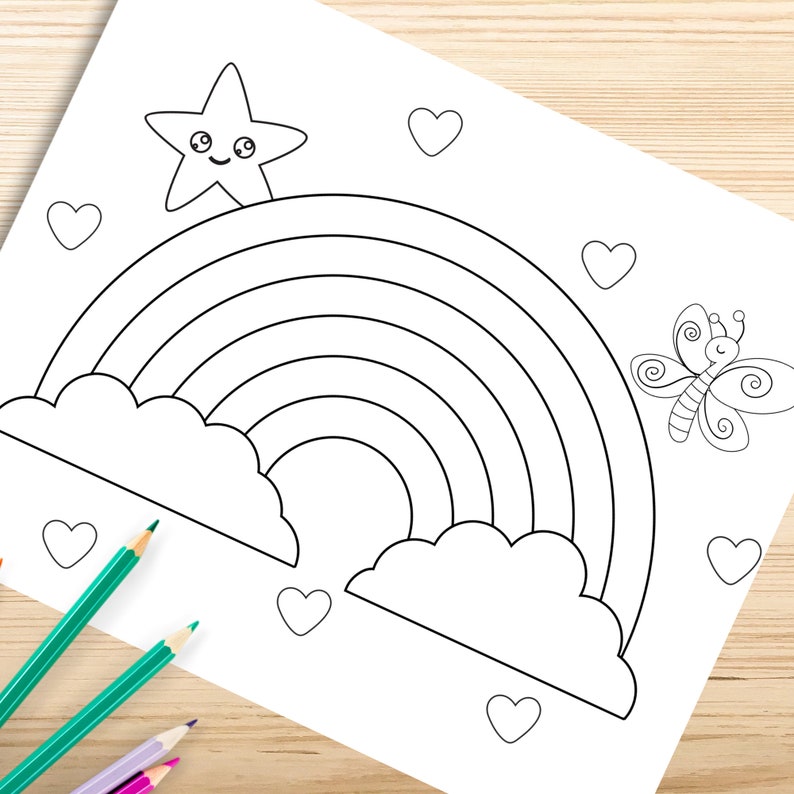 Rainbow Coloring Pages for Kids Printable Rainbow Coloring Pages, Rainbow Quotes, Birthday Activity, INSTANT DOWNLOAD, Kids Coloring Book image 5
