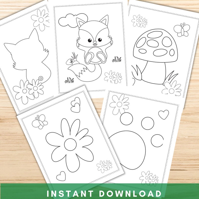 Fox Coloring Pages, Printable Fox Coloring Pages for Kids, Fox Birthday Party Activity, Kids Birthday Party image 2