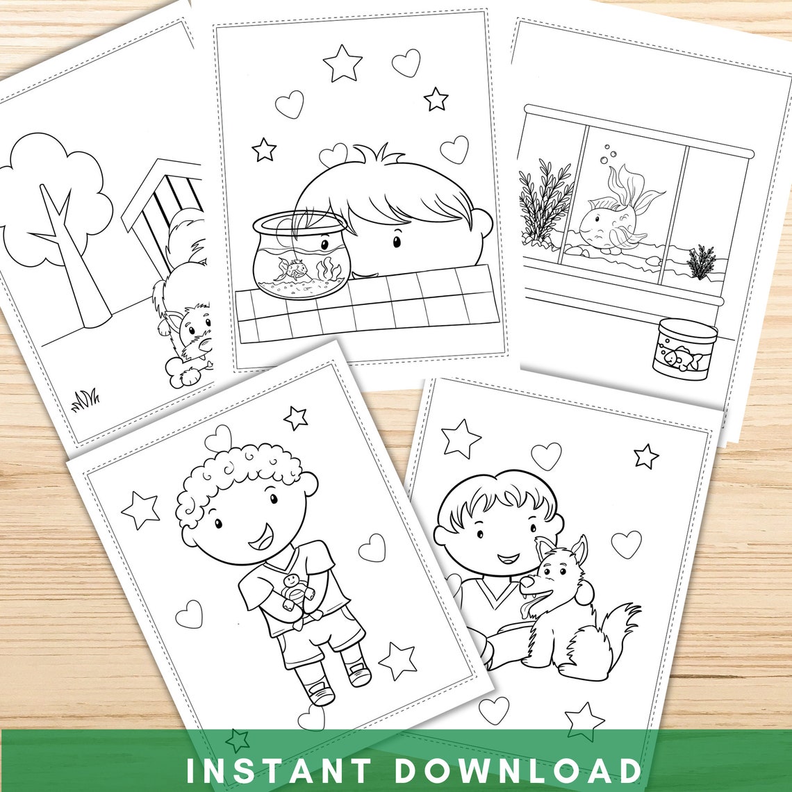 Pets Coloring Pages Printable Pets Coloring Book Pet | Etsy