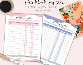 Checkbook Register, Printable Checkbook Log, Checkbook Account, Checkbook sheet, Checking account tracker, Printable Checkbook Register