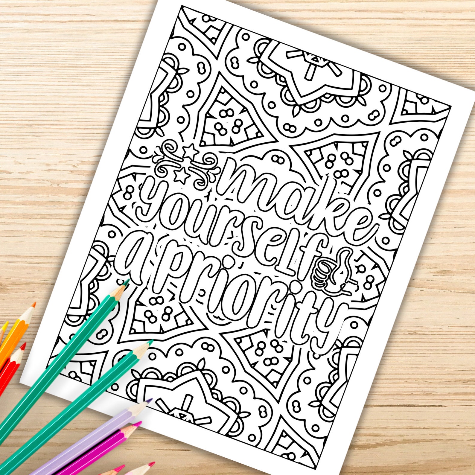 Self Care Pattern Coloring Pages Adult Coloring Pages - Etsy