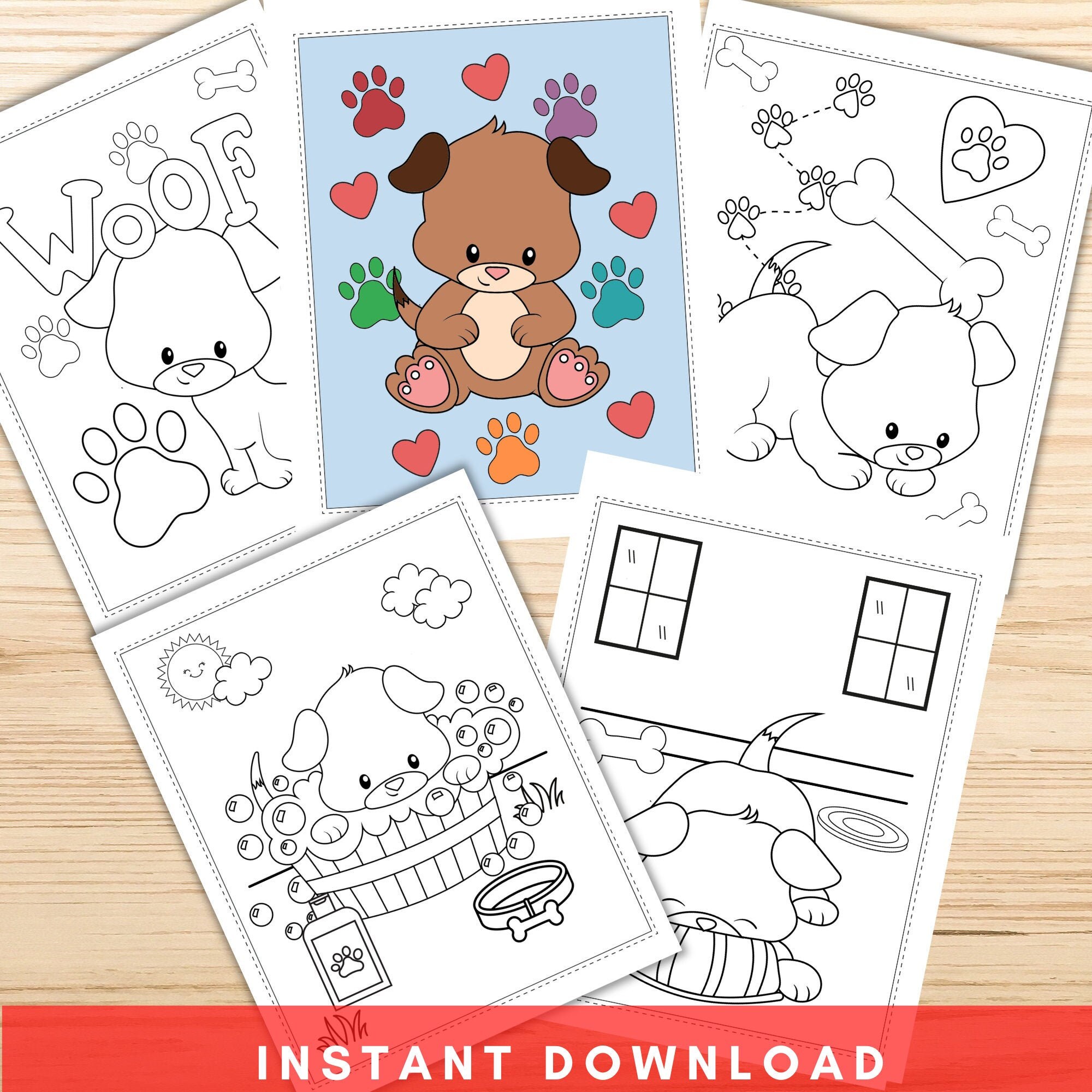 Puppy Coloring Pages Printable Puppy Dog Coloring Pages for - Etsy