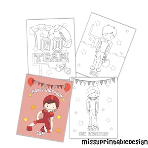 Desenhos de futebol para colorir personalizados para crianças (download digital)