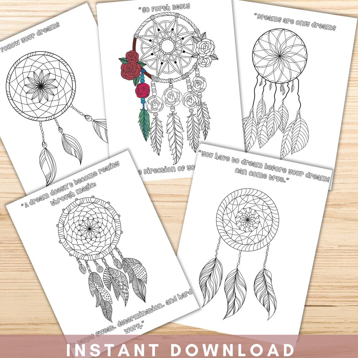 Dream Catcher Quotes Coloring Page Printable Coloring Page