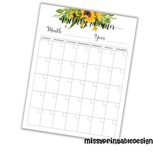 Monthly Planner Calendar, Simple Calendar, 8.5 X 11 Inches, Vertical ...