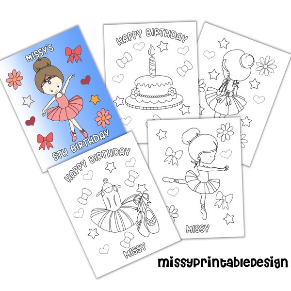 Personalized Ballerina Coloring Pages, Custom Ballerina Party Coloring Pages, Coloring Pages for Kids