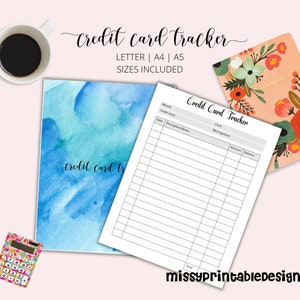 Rastreador de tarjetas de crédito, Registro de tarjetas de crédito imprimible, Bullet Journal, Inserciones imprimibles, DESCARGA INSTANTÁNEA
