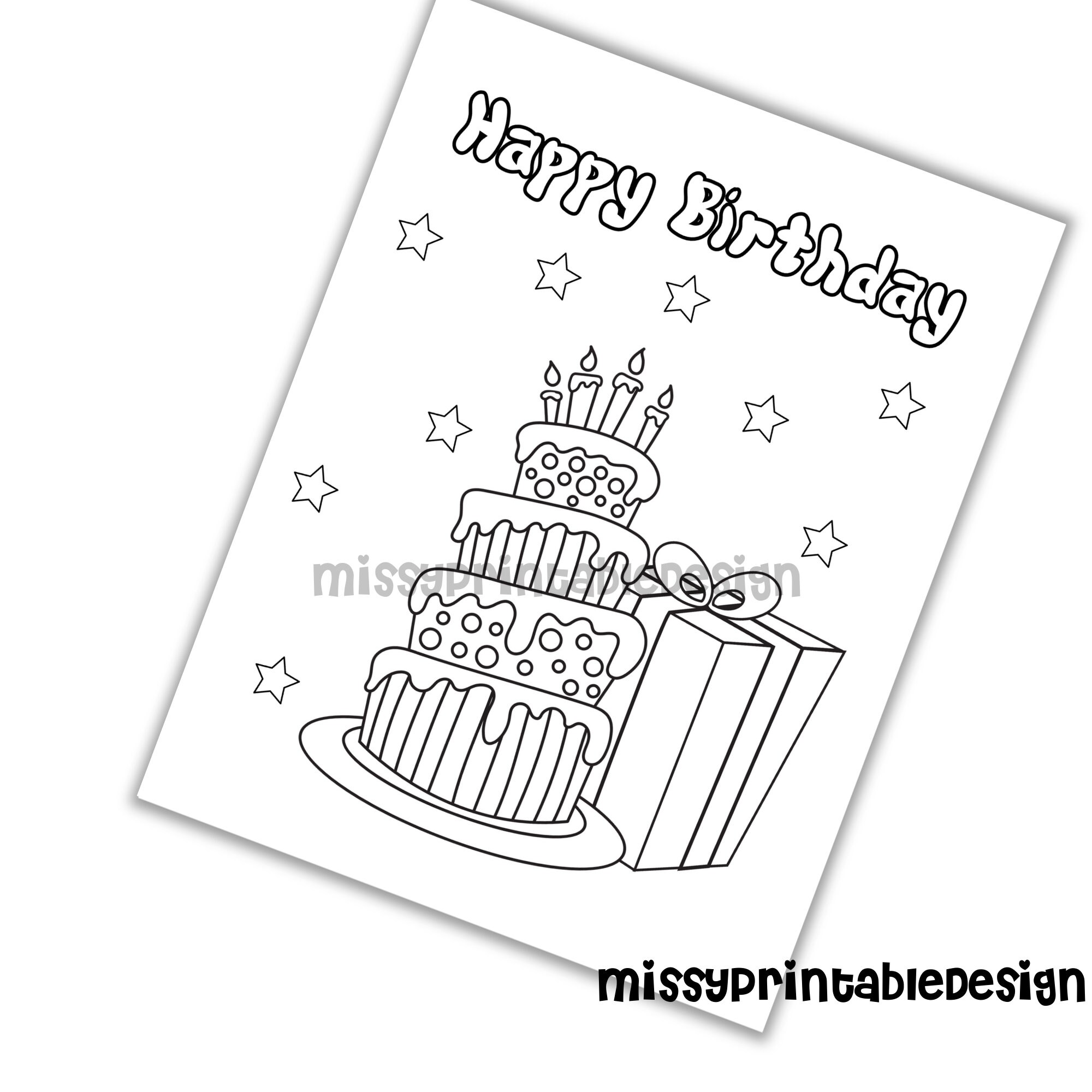 Happy Birthday Coloring Pages Printable Coloring Pages - Etsy