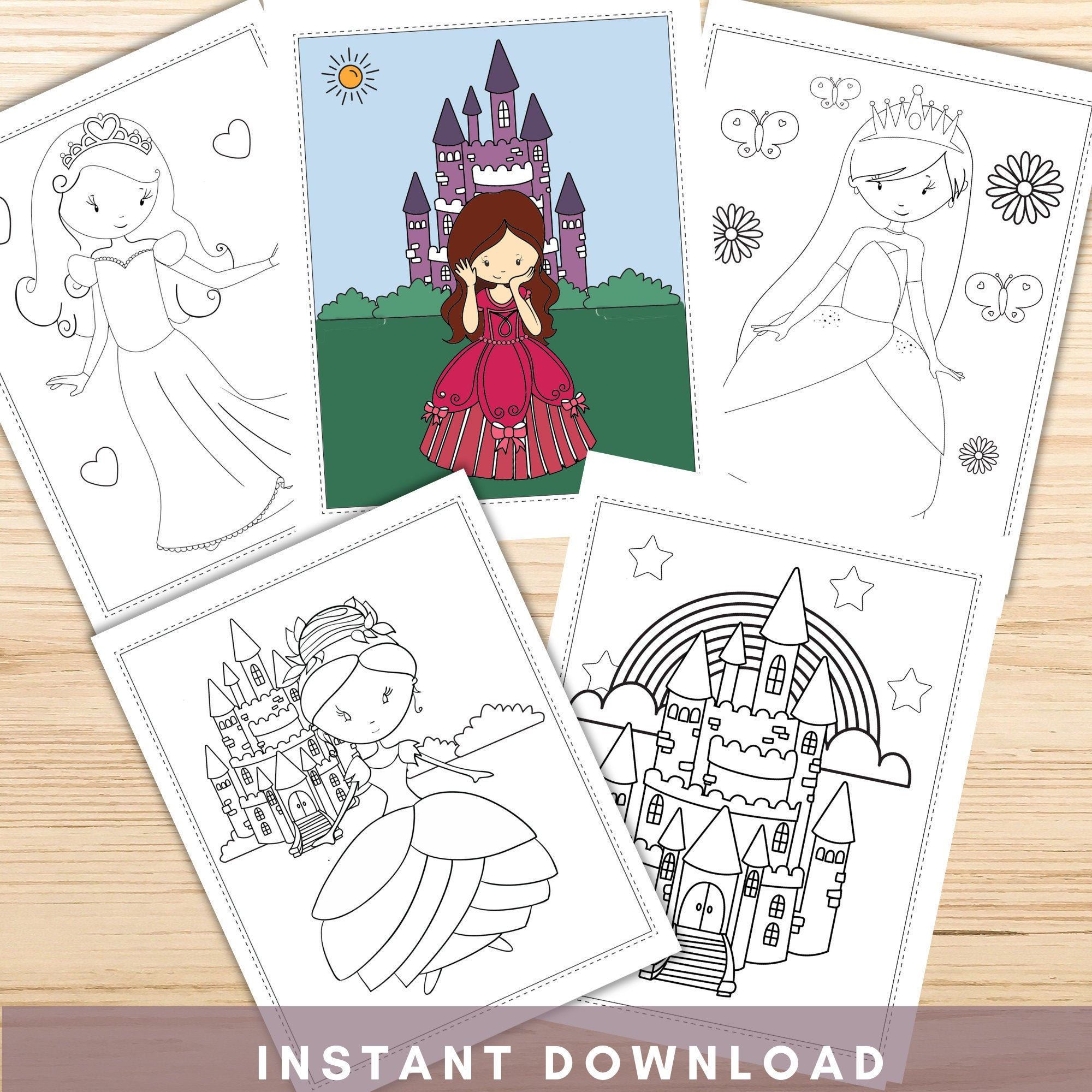 Princess Coloring Pages Printable Princess Coloring Pages - Etsy