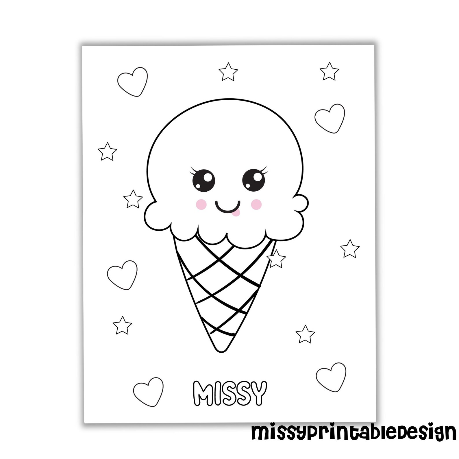Personalized Ice Cream Party Coloring Pages, Custom Ice Cream Birthday ...