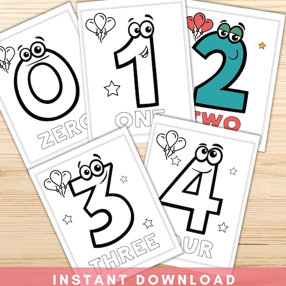 printable cute number coloring pages number activity number etsy australia