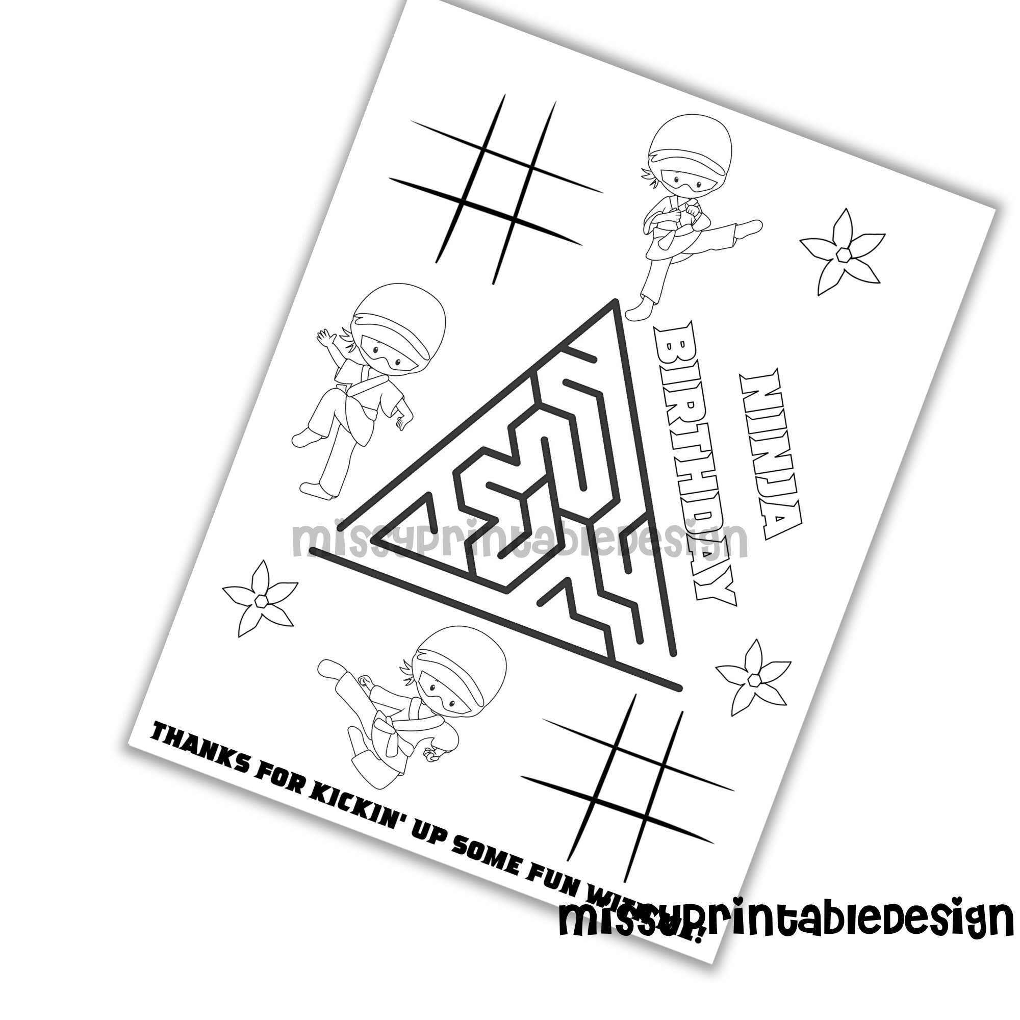 Personalized Ninja Coloring Pages Custom Ninja Birthday Party - Etsy