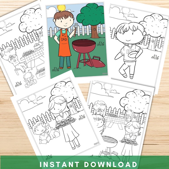 Barbeque Coloring Pages, Printable BBQ Coloring Book for Kids, INSTANT