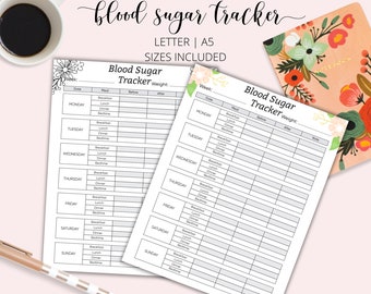 Printable Blood Sugar Tracker, Blood Sugar Log (Instant Download)