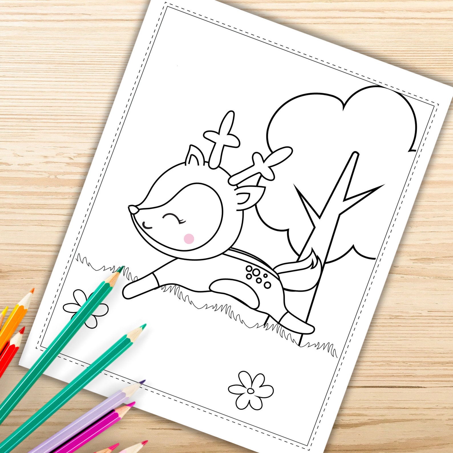 Deer Coloring Pages for Kids Printable Animal Coloring Pages | Etsy