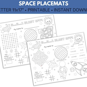 Personalized Space Coloring Placemat: Kids Birthday Activity (Printable PDF)