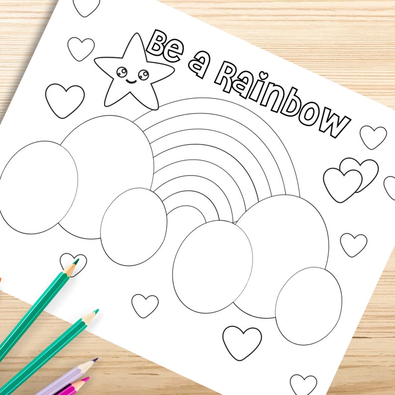 Rainbow Coloring Pages for Kids Printable Rainbow Coloring Pages, Rainbow Quotes, Birthday Activity, INSTANT DOWNLOAD, Kids Coloring Book image 6