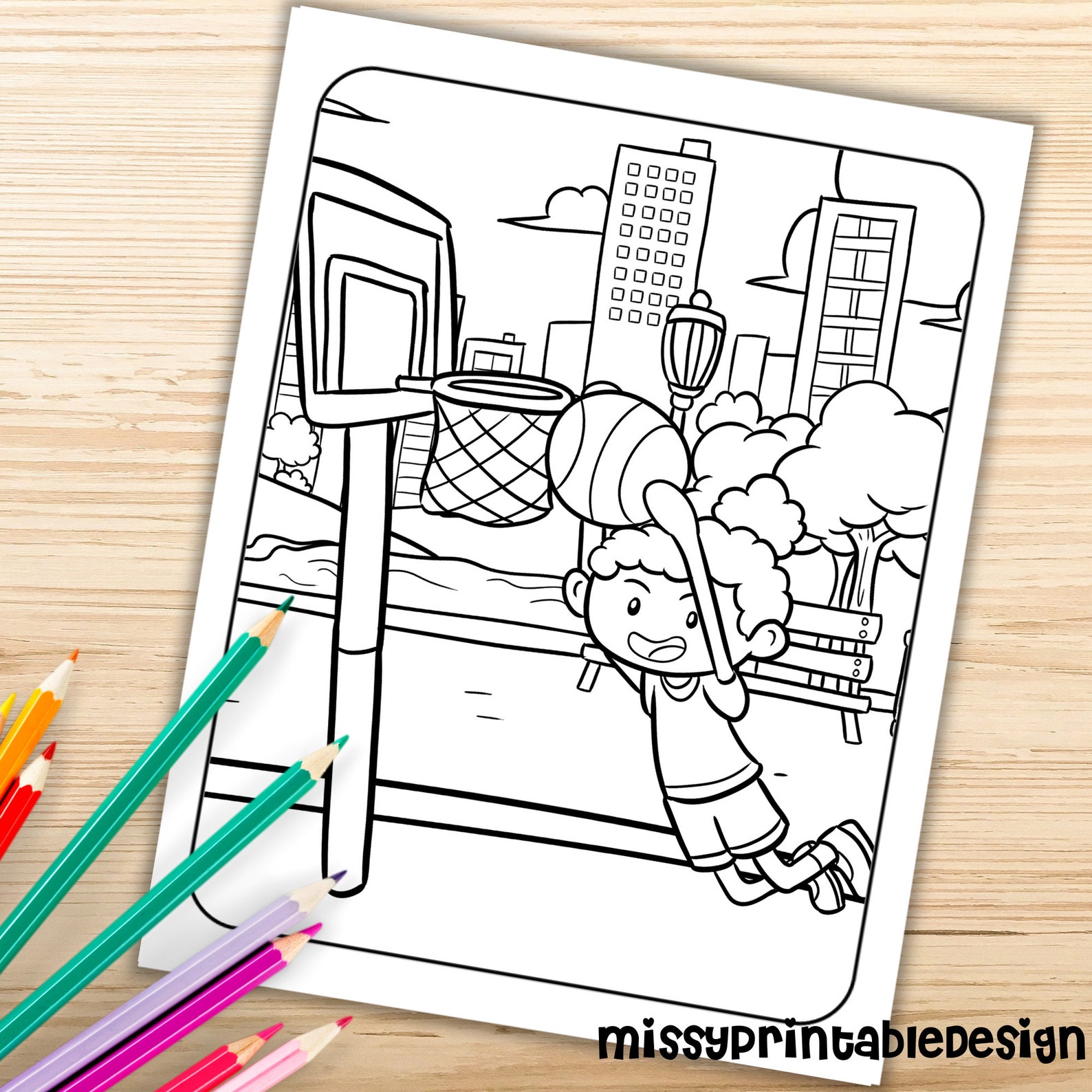 Basketball Coloring Pages Printable Coloring Pages - Etsy