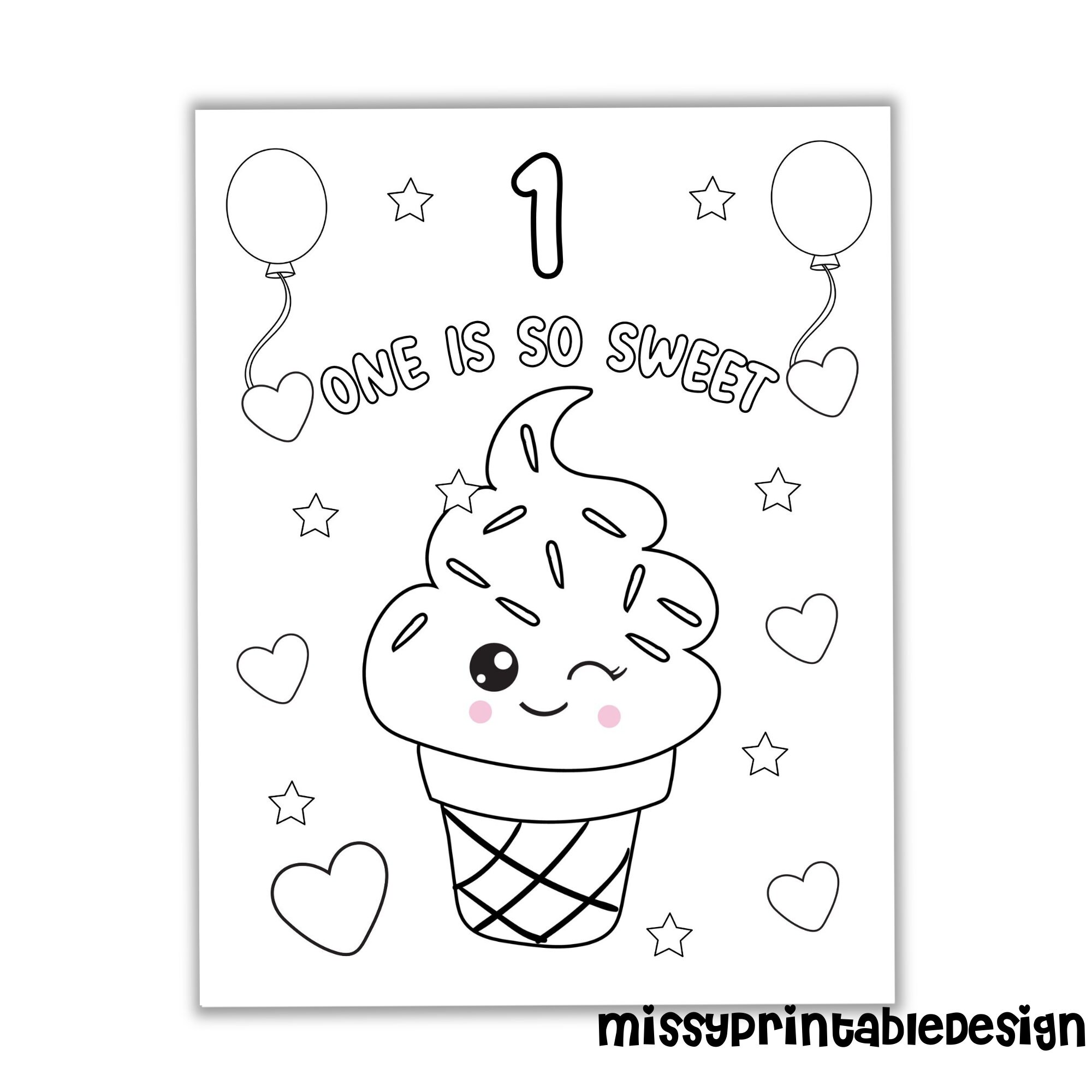 Personalized Ice Cream Party Coloring Pages Custom Ice Cream | Etsy