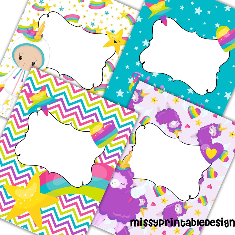 Editable Unicorn Binder Covers & Spines Printable Binder Etsy