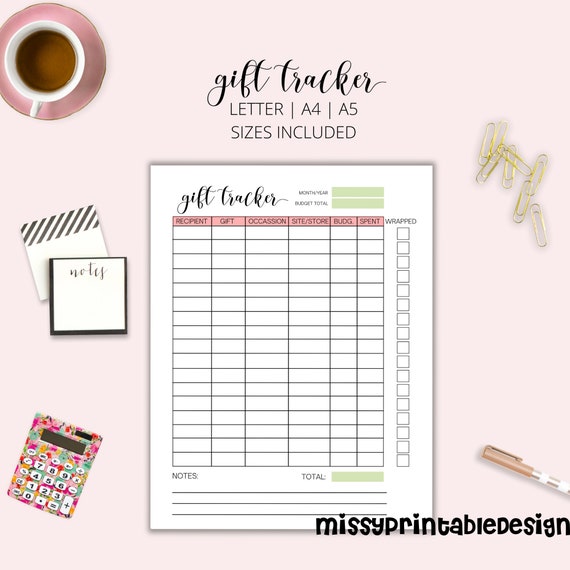 Gift Tracker Printable Gift Planner Gift Organizer - Etsy