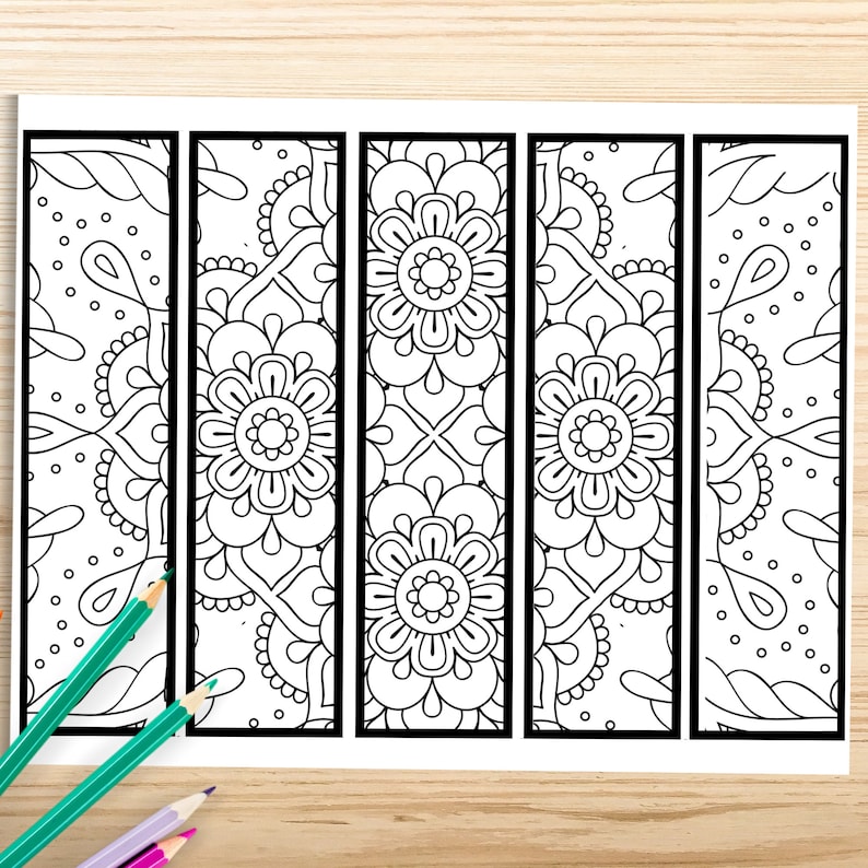 Printable Mandala Coloring Bookmarks set of 30 Mandala Etsy